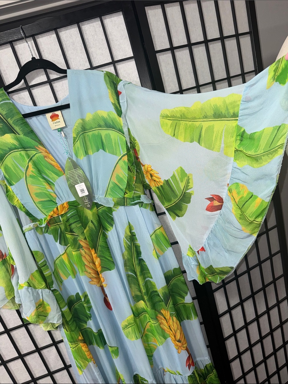 🍌🌿 FARM Rio size XL Fresh Bananas Butterfly Sleeve Maxi Dress 🌿🍌 - Picture 9 of 16